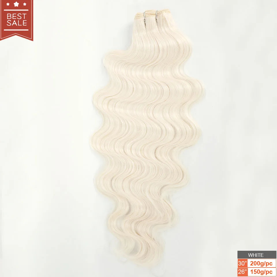 Magicae Blond 27/613 Highlight Ombre Brown High Temperature Synthetic Body Wave Ponytail 30Inch 200g Hair Extensions Wavy Bundle
