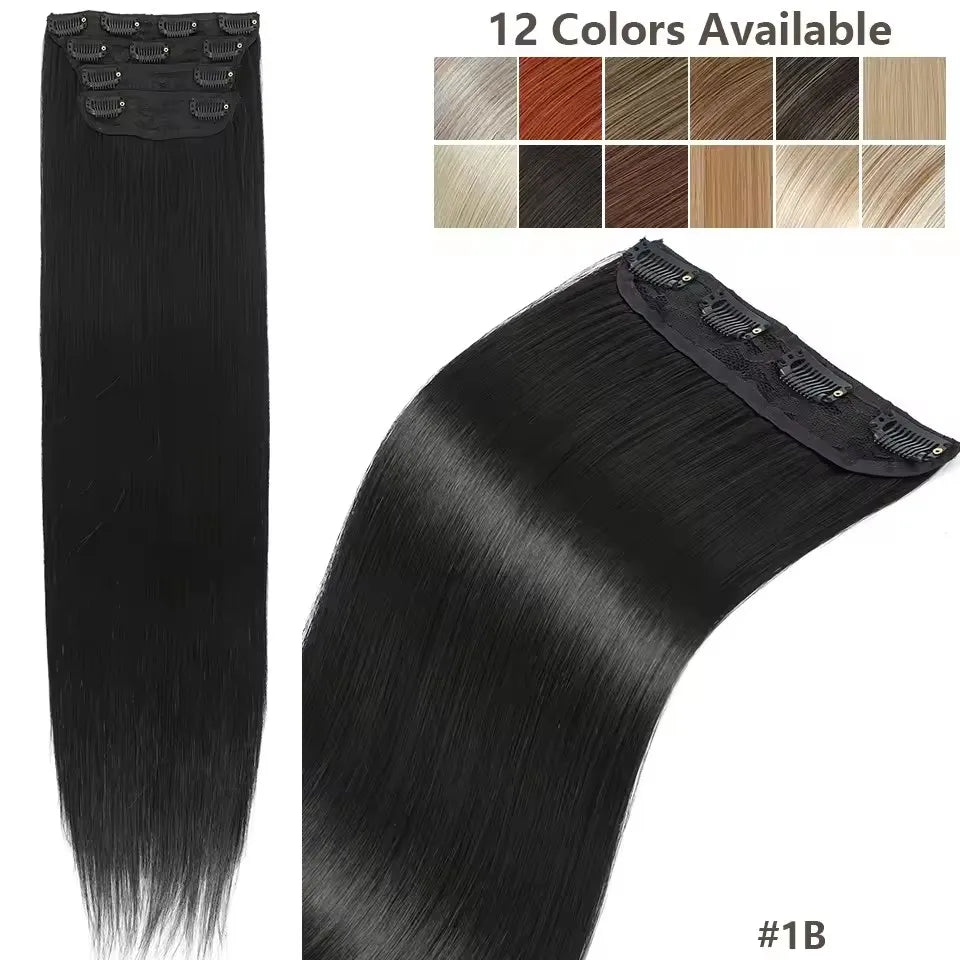 24 Inches 200grams Blond 27/613 Clips In Straight Hair Extensions 4Pcs/lot Heat Resistant Soft Natural Bio Human-Like Colored