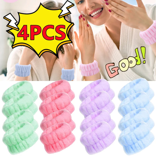 4/2PCS Reusable Wrist Washing Belt Soft Microfiber Towel Wristbands Washing Face Water Absorption Prevent Wetness Wrist Washband
