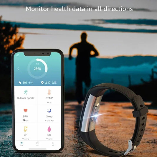 XIAOMI Men's Sports Wristbands Women Bracelet Temperature Measurement Blood Pressure Heart Rate Pedometer Smart Bracelet Watch