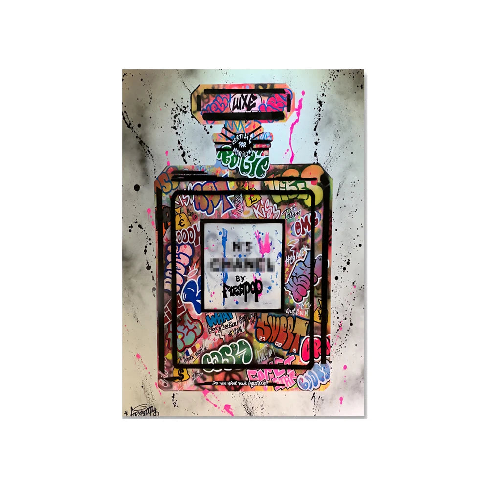 Abstract Street Graffiti Ink Style Perfume Stylized Wall Art Posters Home Room Decor Canvas Painting Mural Picture Print Artwork
