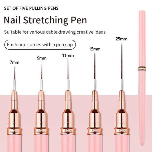 5 Pieces Set Liner Brush for Nail Art Painting,Fine Liner Brushes for Nails,Liner Nail Brush Set for Acrylic
