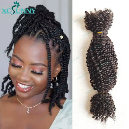 Bulk Human Hair For Twist Braiding Afro Kinky Curly Bulk Human Hair For Twisting Short Twist Braids 100g/Bundle