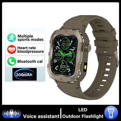 2025 Smart Watch For Android IOS Military Men ECG+PGG Flashlight Waterproof Outdoor Sport Tracker HD Bluetooth Call Smartwatch