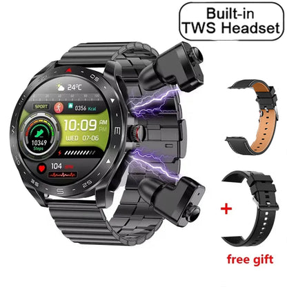2024 TWS 2-in-1 Bluetooth Earphones Men Smart Watch Bluetooth Call GPS Motion Trajectory HIFI 9D Sound Quality Women Smartwatch