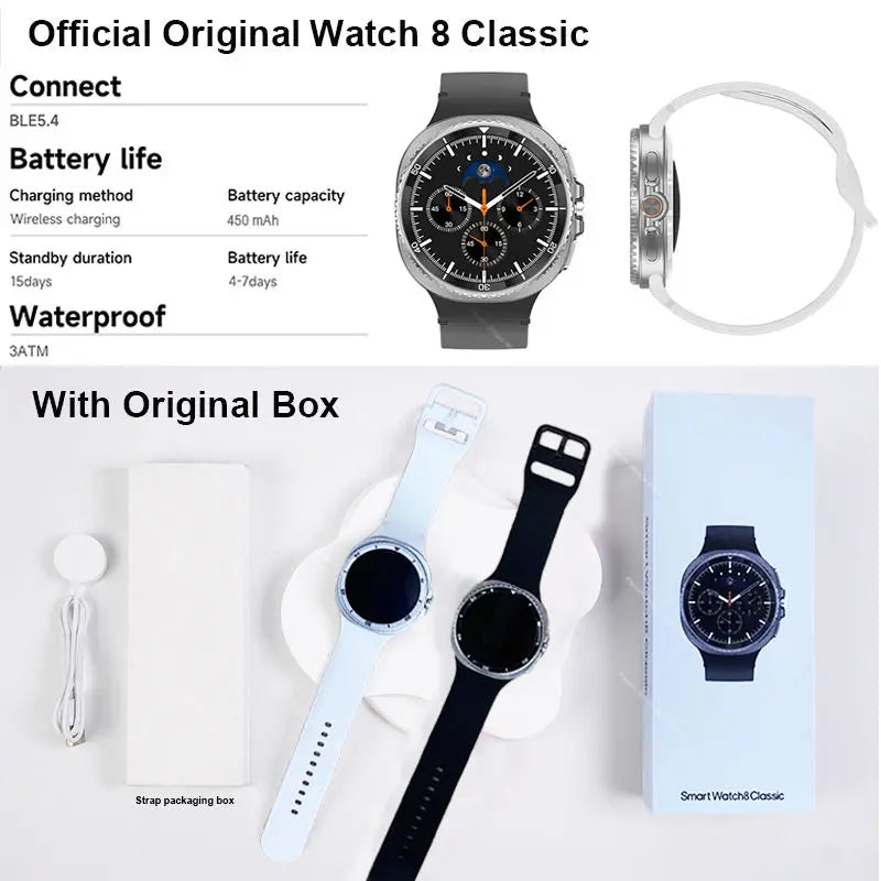 2025 New Smart Watch 8 Classic 46mm Ultra HD Screen ChatGPT GPS NFC Compass Clock Bluetooth Call Waterproof Smartwatch Men Women