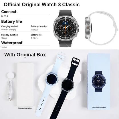 2025 New Smart Watch 8 Classic 46mm Ultra HD Screen ChatGPT GPS NFC Compass Clock Bluetooth Call Waterproof Smartwatch Men Women