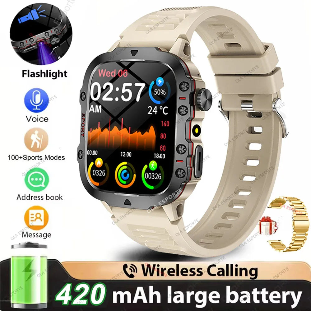 2025 New Rugged Military GPS Smart Watch Men Bluetooth Call Health Monitoring AI Voice Sport Waterproof Smartwatches For Android