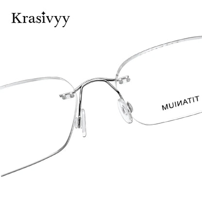 Krasivyy Round Rimless Glasses Frame Men Ultralight Myopia Prescription Eyeglasses Women Vintage Pure Titanium Optical  Eyewear