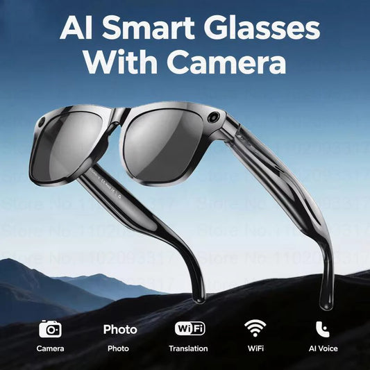 AI Translation Smart Glasses For Men Women 100W Camera Bluetooth Call Playing Music Identify Pictures ChatGPT For Travel Meeting