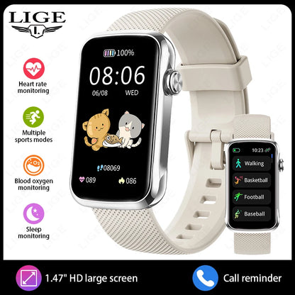 LIGE New Full Touch Screen Smart Watch Women Men Waterproof  Sports Fitness Heart Rate Monitor Ladies Smartwatch For Android ios