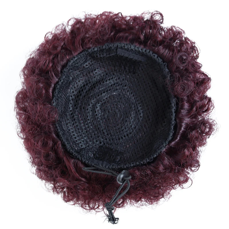 Afro Puff Drawstring Ponytail Human Hair Brazilian Kinky Curly Drawstring Ponytail Afro Puff Bun Chignon Accessories
