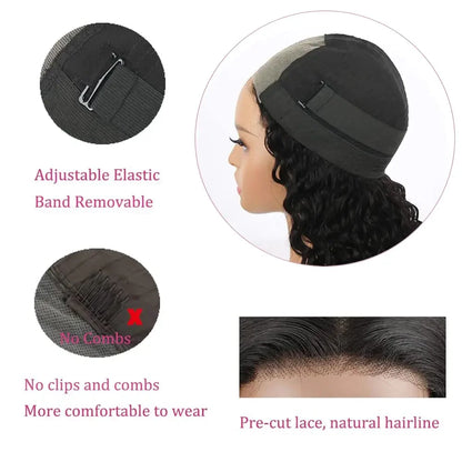 Kinky Straight Wear and Go Glueless Human Hair Wig Pre Plucked Pre Cut 4x4 Glueless Lace Front Wigs for Black Women Human Hair