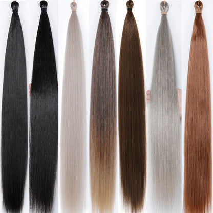 Magicae Braiding Crochet Hair High Heat Resistant 3Pcs 28inches Synthetic Ombre Brown Silver White Straight Bundles Extension