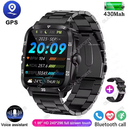 Men Sports Smart Watch 1.96'' Screen Blood Oxygen Bluetooth Talking Watch Multi Sports Modes IP68 Waterproof Outdoor Smart Watch
