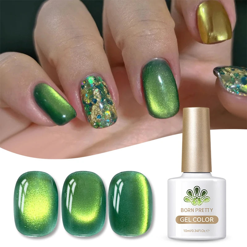 BORN PRETTY 10ml HEMA TPO FREE Mint Chocolate Cat Magnetic Gel Nail Polish Sumer Colored Ultra Shine Soak Off UV Gel Nail Art
