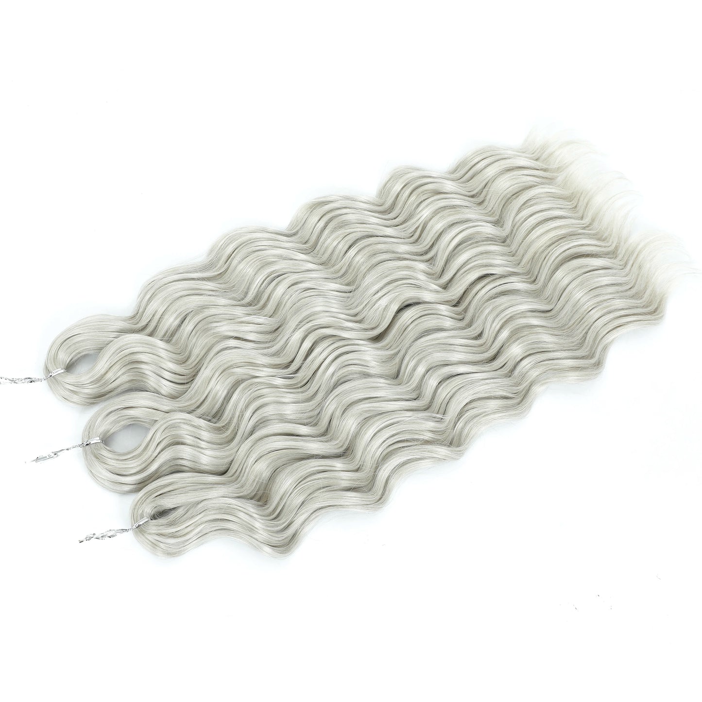 Anna 3Pcs 24Inches 300grams Ombre Rainbow Water Wave Crochet Braiding Sliver White Synthetic Hair Extension Body Wavy Braids