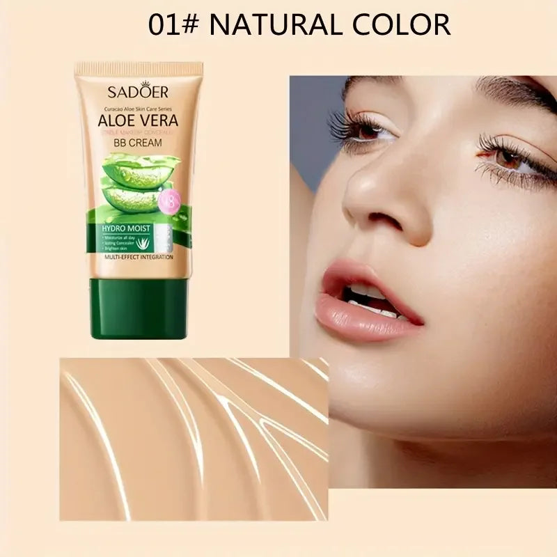 Aloe Vera BB Cream-Hydrating & Concealing Collagen Full Coverage Foundation Makeup,Long-Lasting,Lightweight Coverage Concealer