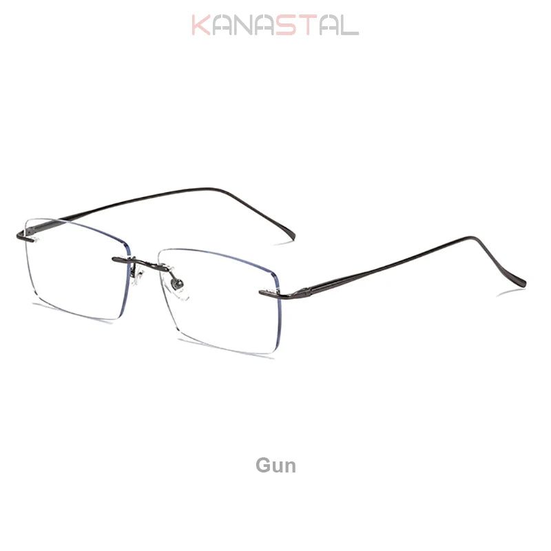 Men Rimless Eyeglasses Frame Blue Light Blocking Lenses Women Computer Pure Titanium Glasses Prescription Myopia Reading Eyewear