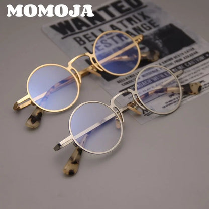 MOMOJA Small Face Retro Round Pure Titanium Glasses Men and Women Ultra-light Fashion Optical Prescription Eyeglasses Frames V10