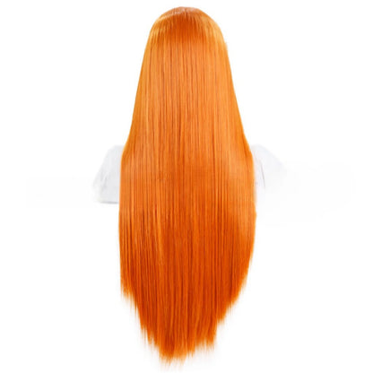 Orange Wig Long Straight Synthetic Lace Front Wig Glueless Wigs for Women Party Cosplay Bright Ginger Hair Lace Frontal Wigs
