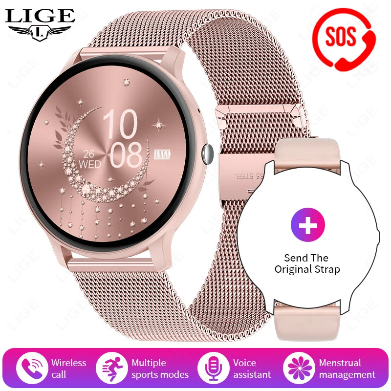 LIGE 2025 Bluetooth Call Smart Watch Women Custom Dial Watches Men Sports Fitness Tracker Heart Rate Smartwatch For Android iOS