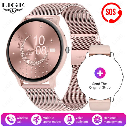 LIGE 2025 Bluetooth Call Smart Watch Women Custom Dial Watches Men Sports Fitness Tracker Heart Rate Smartwatch For Android iOS