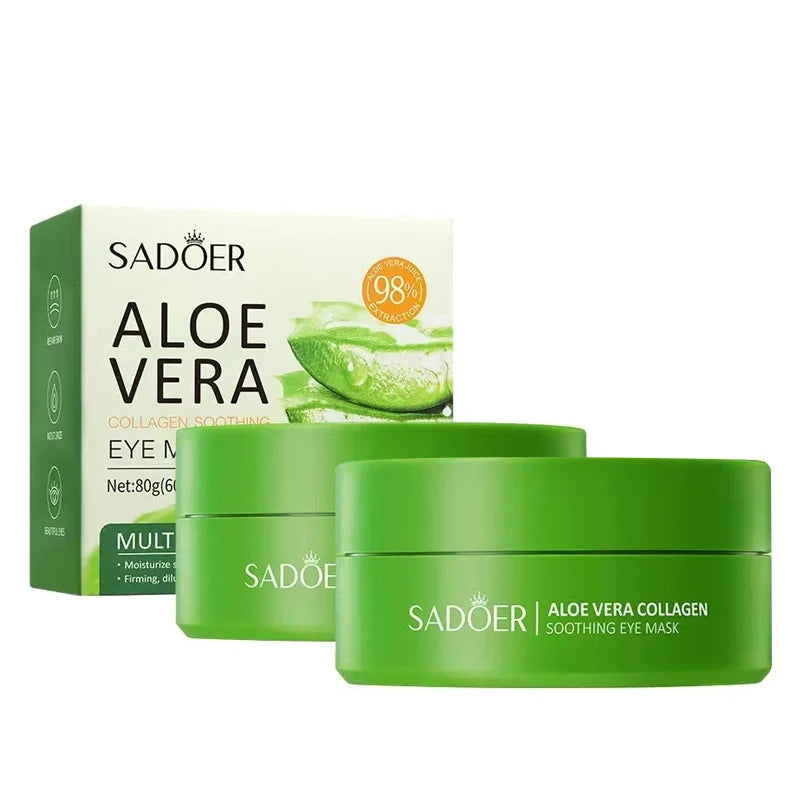 60pcs SAODER Aloe Vera Collagen Eye Mask Anti Dark Circles Eyes Bags Moisturizing Firming Eye Patches Eyes Skin Care Products