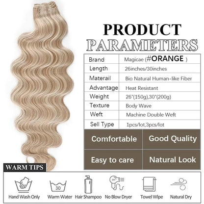 30Inches Red Burgundy High Temperature Soft Sliver White 613 Natural Fiber Hair Extensions GREY Bio Body Wave Hair Weave Bundles