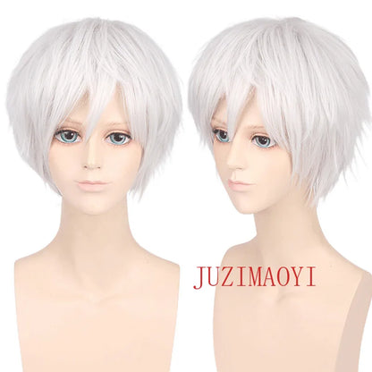 New Concubine Synthetic Bob Men's Short Straight Hair Cover Fake Cosplay Wig Ombre Green Black Blue Blonde Hairpiece