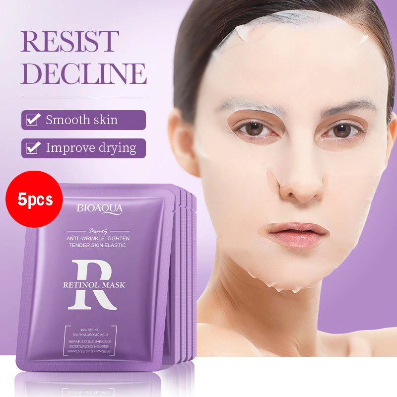 5/10pcs BIOAQUA Snail Hyaluronic Acid Retinol Face Mask skincare Moisturizing Hydrating Firming Facial Masks for Face Skin Care