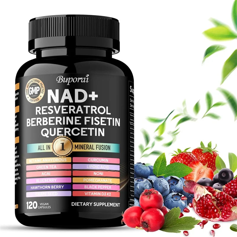 NAD Resveratrol Berberine - Supports Healthy Aging, Promotes Cardiovascular Health & Cell Health, Improve Endurance