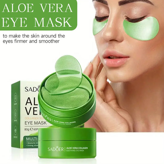 60pcs SADOER Aloe Vera Collagen Eye Mask Anti Dark Circles EyesCare Gel Masks Eyepatch Beauty skincare Moisturizing  Eye Patches