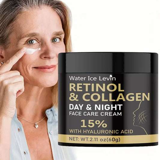 60g Retinol Collagen Day and Night Cream - Moisturizing Cream with Hyaluronic Acid and Vitamin E, Suitable for All Skin Types, Firming, Nourishing, and Giving a Youthful Glow