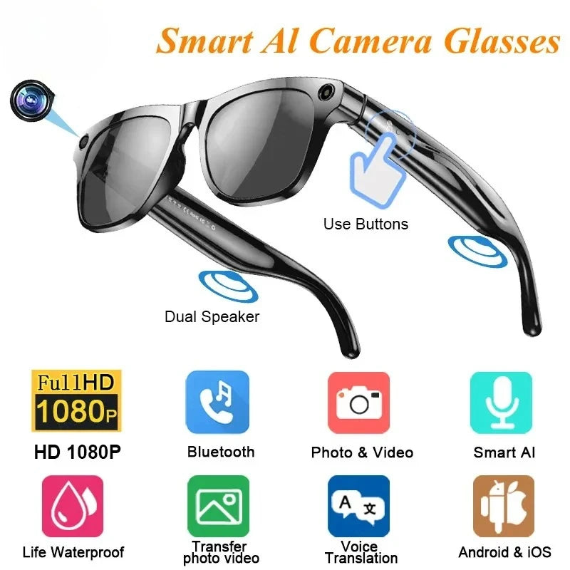 4K high-definition AI smart glasses camera Bluetooth call 260Mah battery voice assistant for translating and listening to music