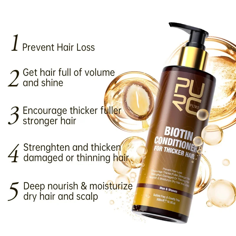 PURC Fast Biotin Hair Growth Oil Shampoo Conditioner Sets Anti Hair Loss Treatment for Men Women Thinning Hair Regrowth Care