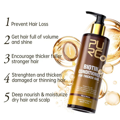 PURC Fast Biotin Hair Growth Oil Shampoo Conditioner Sets Anti Hair Loss Treatment for Men Women Thinning Hair Regrowth Care