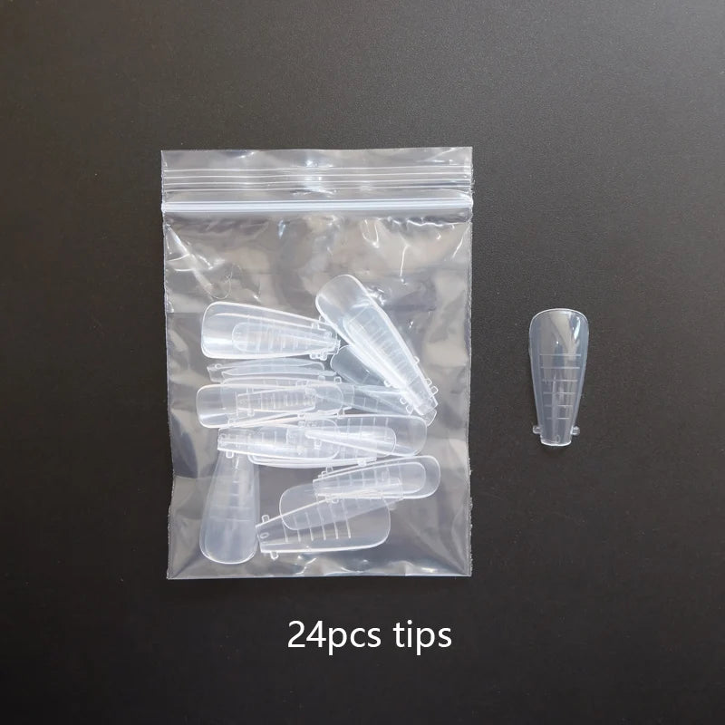 Forms for Nail Extension with Dual-Ended UV Gel Brush Nail Clips Dual Nail Extending Mold Quick Building Full Cover Nail Tips