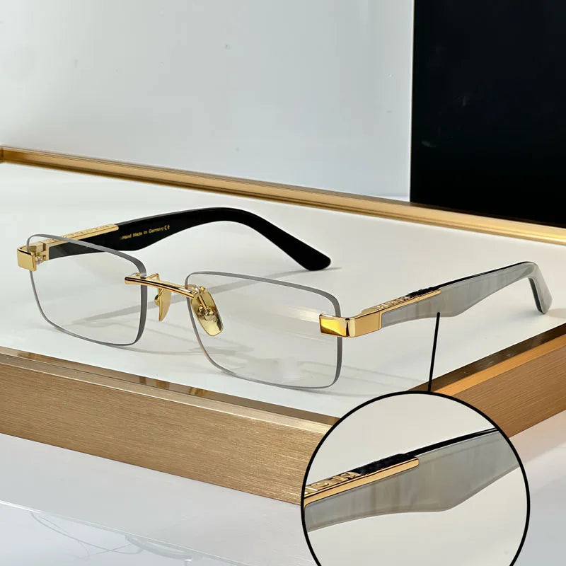 THE ARTIST III Designer Rimless Sunglasses Rectangle Men Alloy Acetate Germany Brand Trendy Classical High Quality Women UV400