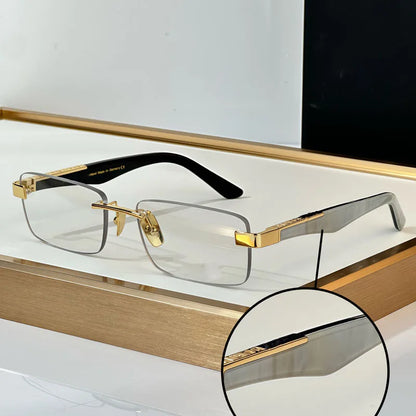 THE ARTIST III Designer Rimless Sunglasses Rectangle Men Alloy Acetate Germany Brand Trendy Classical High Quality Women UV400