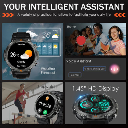 EIGIIS KE3 Bluetooth Call Smart Watch Men Full Touch Screen Health Monitor Clock With Flashlight Men SmartWatch For IOS Android