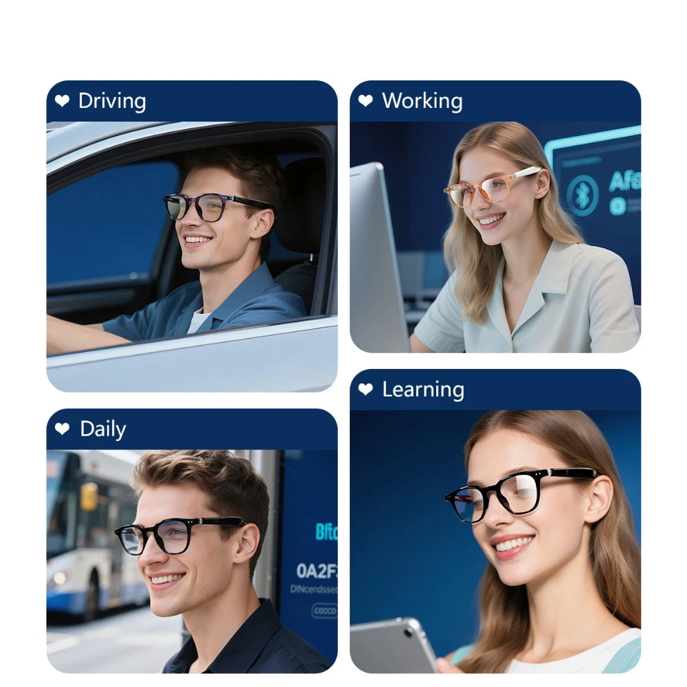 Bluetooth Smart Glasses AI Translation Object Recognition with Camera for Taking Photos Voice Assistant Calling and Music