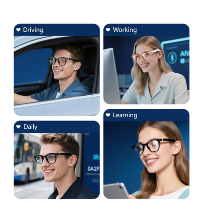 Bluetooth Smart Glasses AI Translation Object Recognition with Camera for Taking Photos Voice Assistant Calling and Music