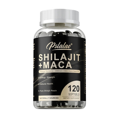 Shilajit + Maca Capsules - Contains Black Seed Oil To Support Immune and Kidney Health, Boost Metabolism and Increase Energy