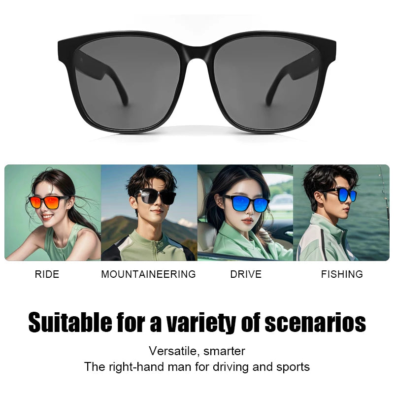 GS08 Smart Glasses AI Voice Asisstant Music Calling Noise Reduction Anti-blue BT TWS Glasses UV400 Protection Men Women Sticker
