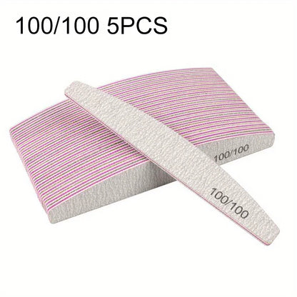 1/3/5/10Pcs Professional Nail File 80/100/150/180/240 Sandpaper Strong Thick Sanding Half Moon Lime nail accessories and Tools