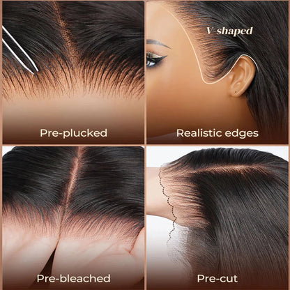 Bye Bye Knots Natural Curly Wave 13x6 Lace Frontal Human Hair Wigs Glueless Wear and Go Deep Pre-Plucked Bleached Knots Arabella