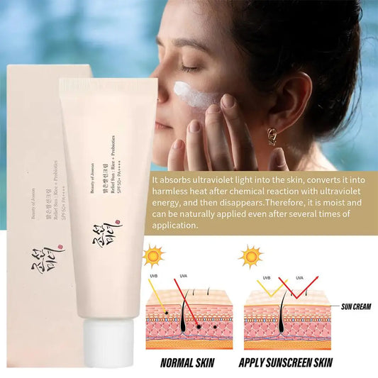 2pcs SPF50+ Sunscreen Korean Rice Probiotic Solar Blocker Skin Whitening Cream Anti UV Sun Block Hydrating Sun Lotion