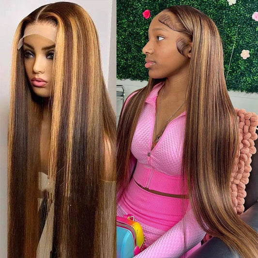 13x4 Hd Highlight Wigs Colored Lace Front Human Hair Wigs For Women Honey Blonde Straight Hd Lace Frontal Wigs Human Hair