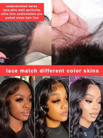 100% Human Hair 13x6 Body Wave Lace Frontal Wig HD 30 40 Inch 13x4 Lace Front Wigs Water Loose Waves Black Brazilian Pre Plucked